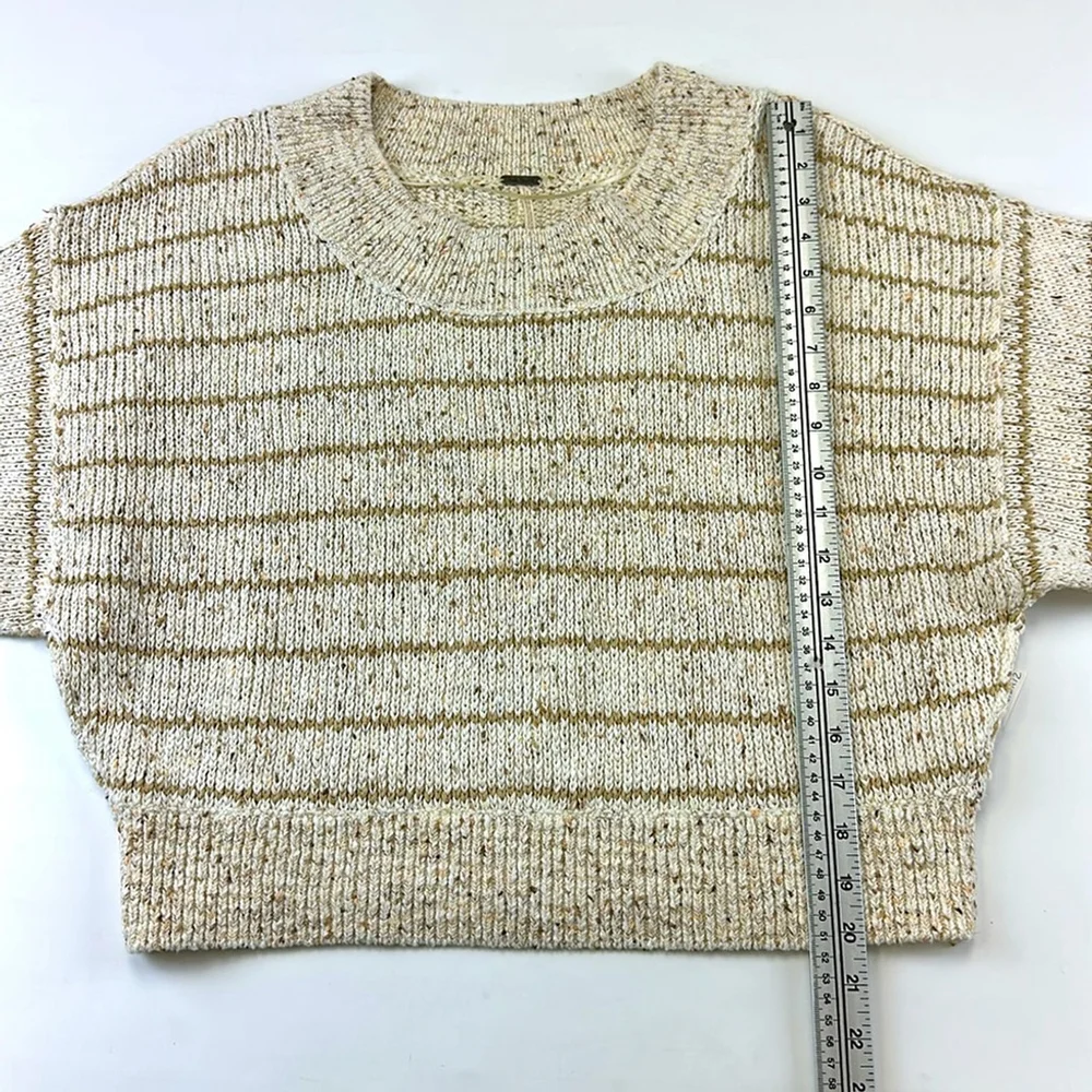 Free People Starlight Sweater Pearl Island Stripes Cream Oatmeal Comfy XS